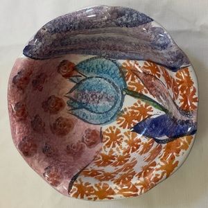 Italica ARS Hand Painted Floral Bowl Made in Italy.